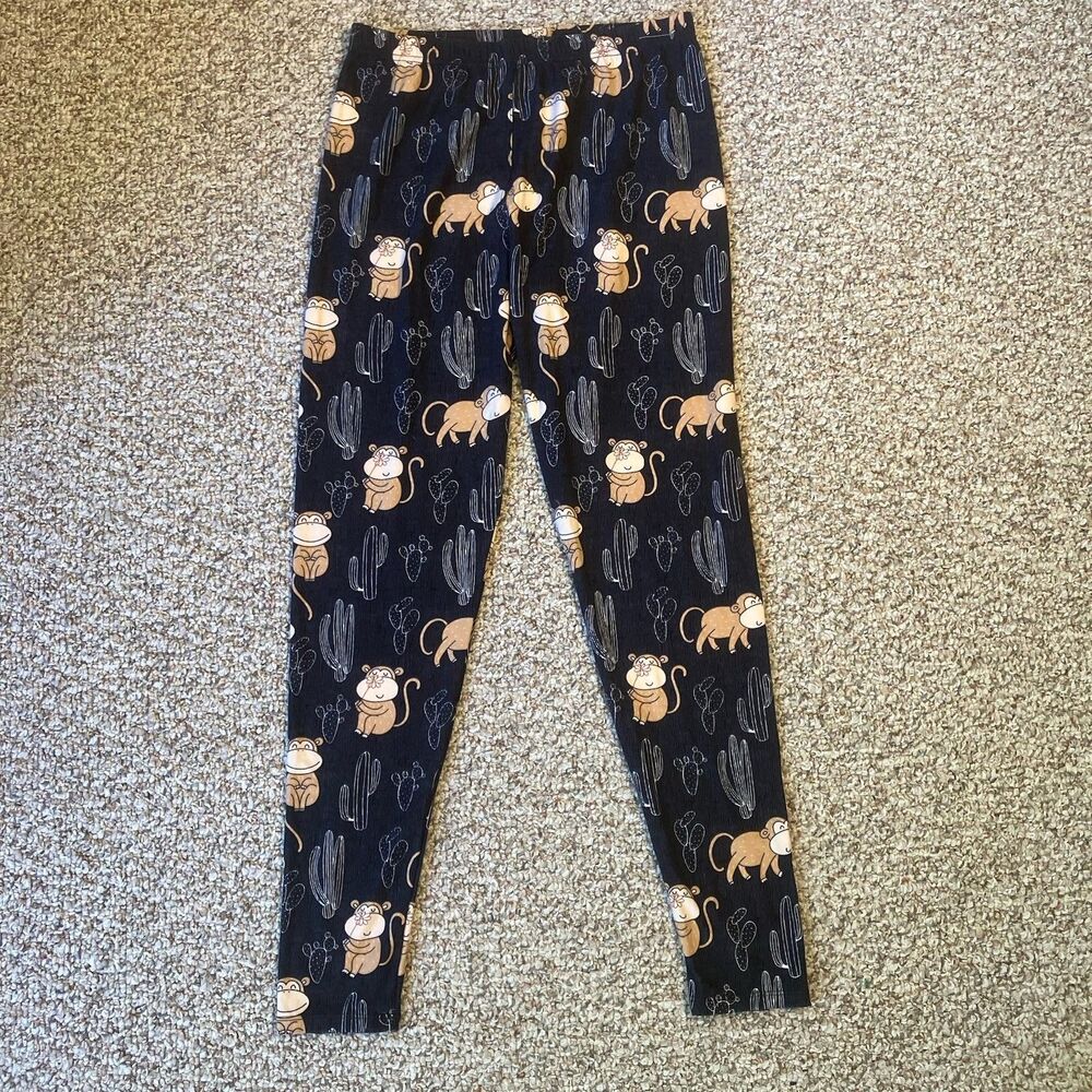 Monkey and Cactus Plus Size Leggings Comfy Casual Stretch Fun NWOT Runs Small